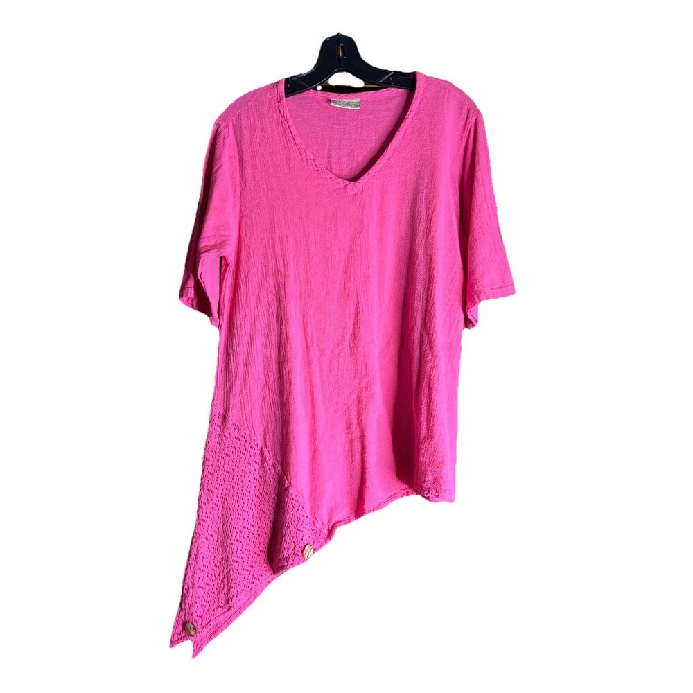 Cottonways Sz 1 S M Gauze Tunic Top Blouse Shirt  buttons Crochet